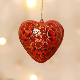 Kashmiri Handpainted Paper Mache Heart Hanging for Home Decor 17