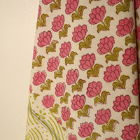 Pink - Block Printed Handloom Cotton Sanganeri Towel 08