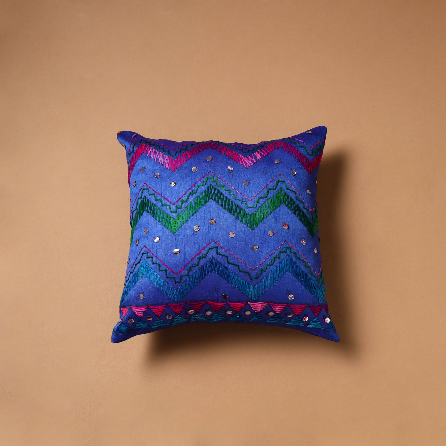 Floral Hand Embroidered Cushion Cover (16 x 16 in) 30