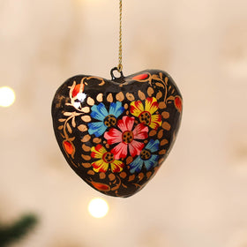 Kashmiri Handpainted Paper Mache Heart Hanging for Home Decor 18