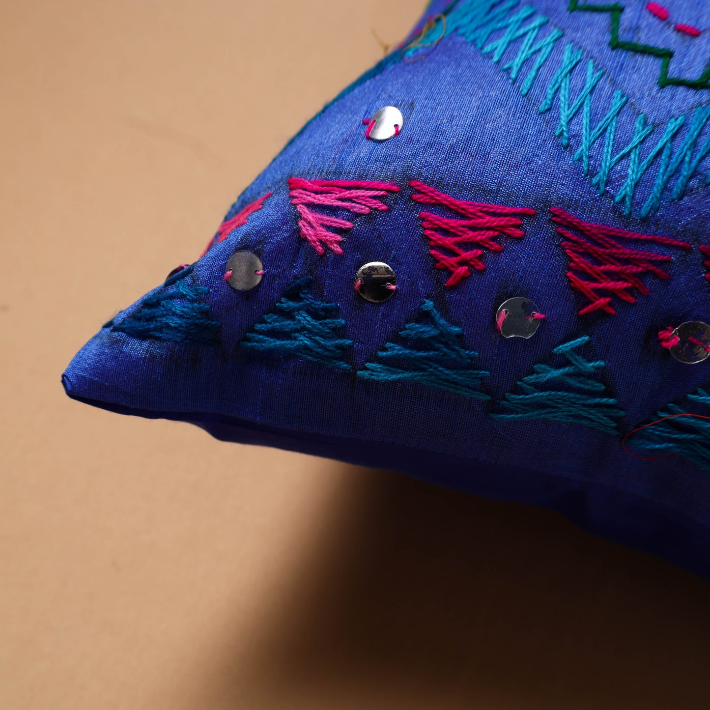 Floral Hand Embroidered Cushion Cover (16 x 16 in) 30