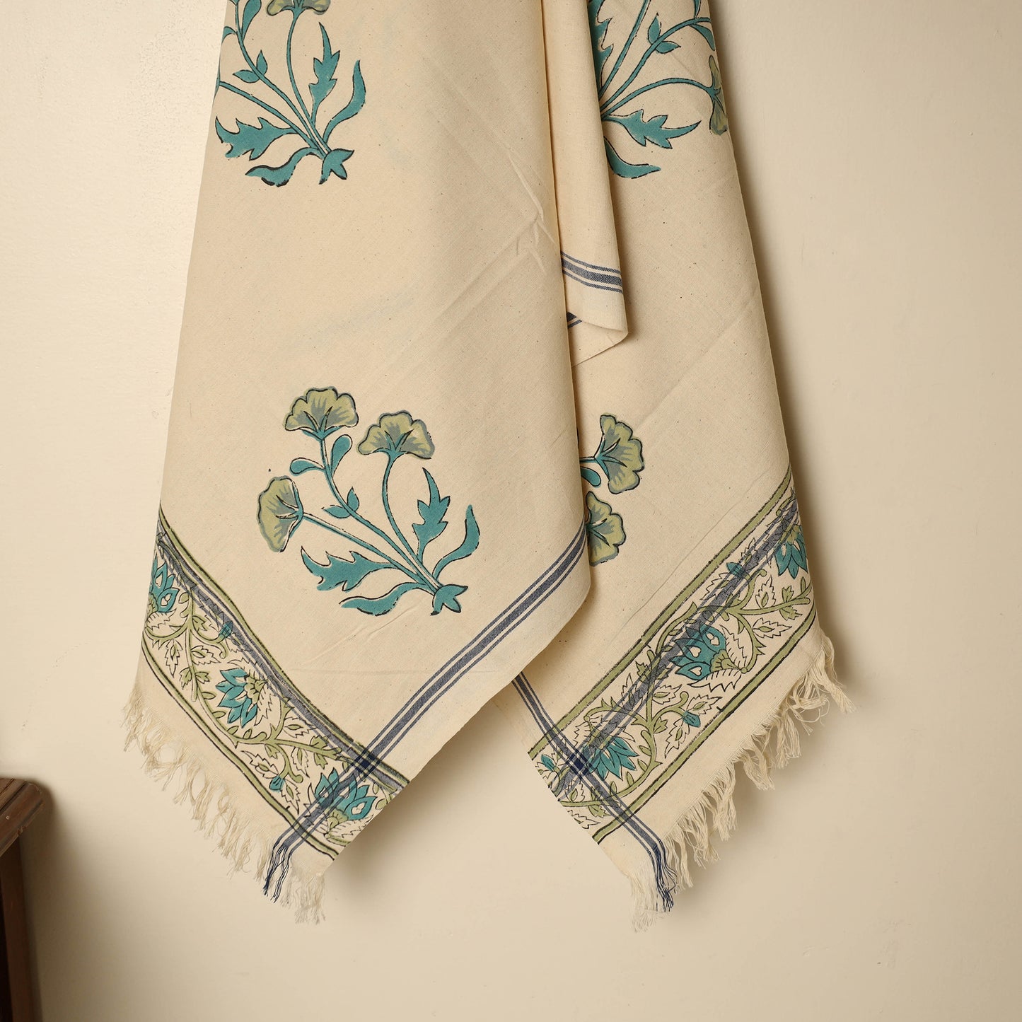 Beige - Block Printed Handloom Cotton Sanganeri Towel 10