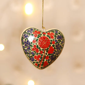 Kashmiri Handpainted Paper Mache Heart Hanging for Home Decor 19