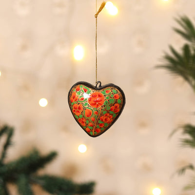 Kashmiri Handpainted Paper Mache Heart Hanging for Home Decor 20