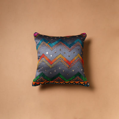Floral Hand Embroidered Cushion Cover (16 x 16 in) 34
