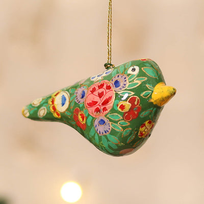 Kashmiri Handpainted Paper Mache Bird Hanging for Home Decor 46