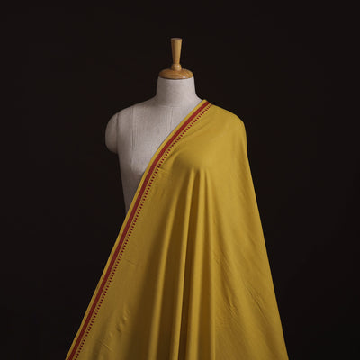 Yellow - Prewashed Cotton Plain Fabric with Mangalgiri Border 18