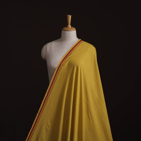 Yellow - Prewashed Cotton Plain Fabric with Mangalgiri Border 18