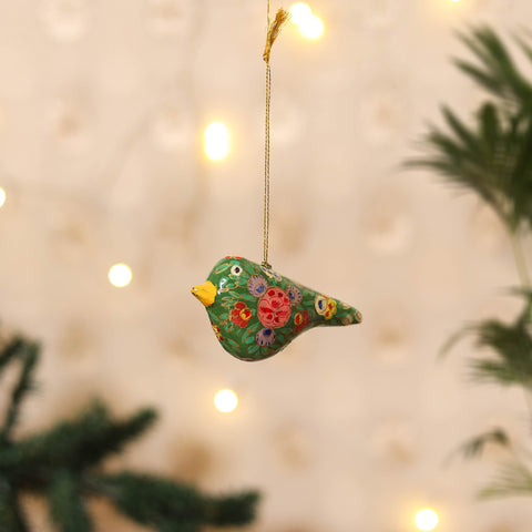 Kashmiri Handpainted Paper Mache Bird Hanging for Home Decor 46