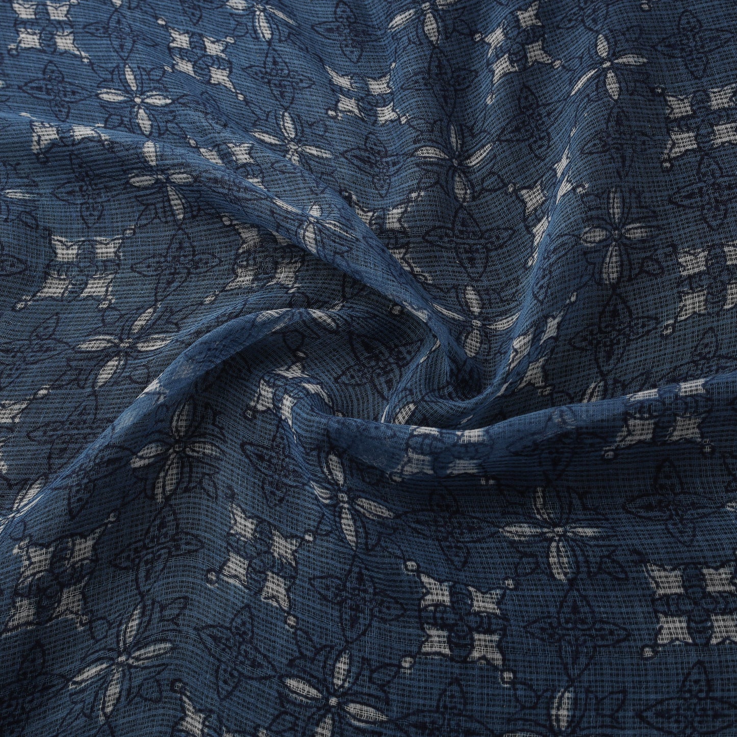Bagru Dabu Hand Block Print Natural Dyed Kota Doria Cotton Fabric 05