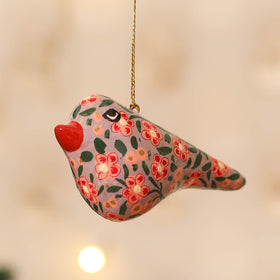 Kashmiri Handpainted Paper Mache Bird Hanging for Home Decor 45