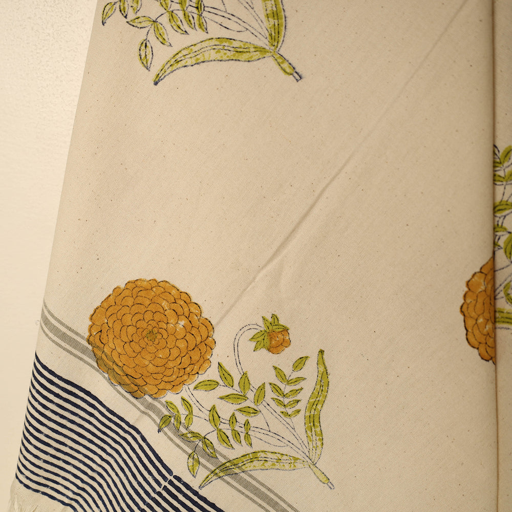 Beige - Block Printed Handloom Cotton Sanganeri Towel 13