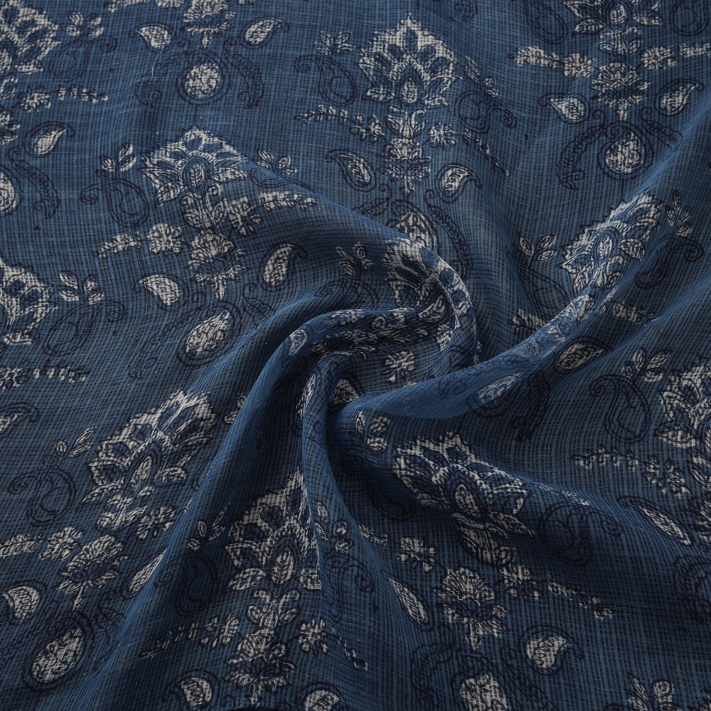 Bagru Dabu Hand Block Print Natural Dyed Kota Doria Cotton Fabric 07