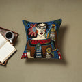 Blue - wool thread crewel hand embroidery cushion cover (16