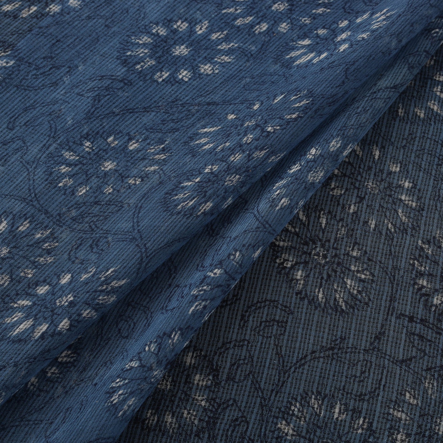 Bagru Dabu Hand Block Print Natural Dyed Kota Doria Cotton Fabric 09