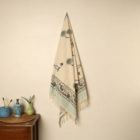Beige - printed handloom cotton sanganeri towel 16