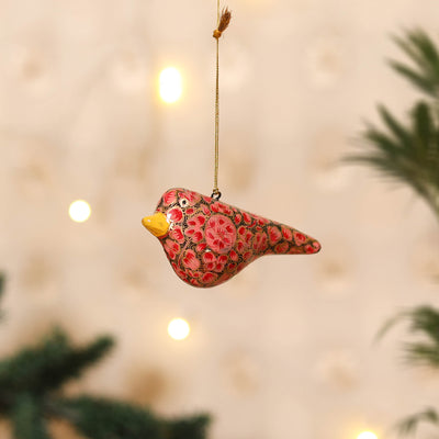 Kashmiri Handpainted Paper Mache Bird Hanging for Home Decor 44