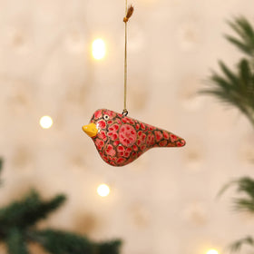Kashmiri Handpainted Paper Mache Bird Hanging for Home Decor 44
