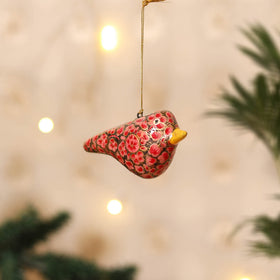 Kashmiri Handpainted Paper Mache Bird Hanging for Home Decor 44