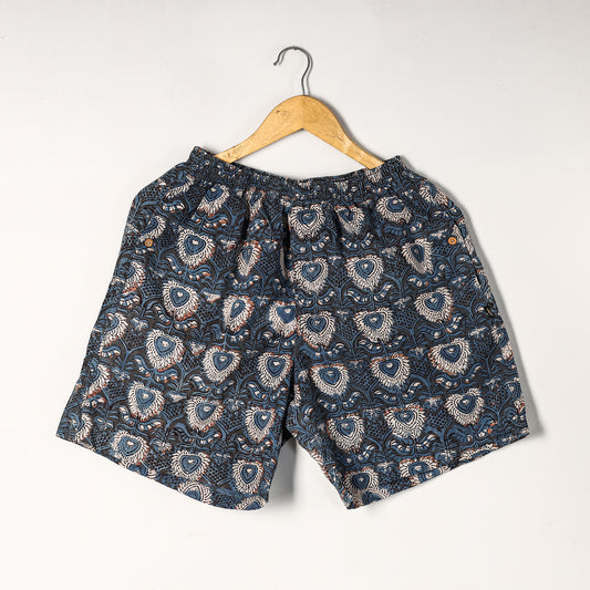 Blue - Bagru Block Printed Cotton Unisex Boxer/Shorts