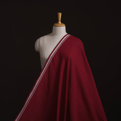 Red - Prewashed Cotton Plain Fabric with Mangalgiri Border 22