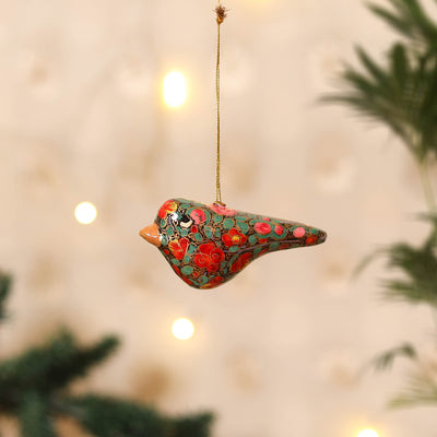 Kashmiri Handpainted Paper Mache Bird Hanging for Home Decor 48
