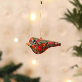 Kashmiri Handpainted Paper Mache Bird Hanging for Home Decor 48