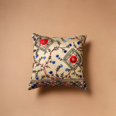 Floral Hand Embroidered Cushion Cover (16 x 16 in) 27