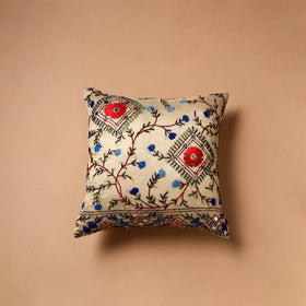 Floral Hand Embroidered Cushion Cover (16 x 16 in) 27
