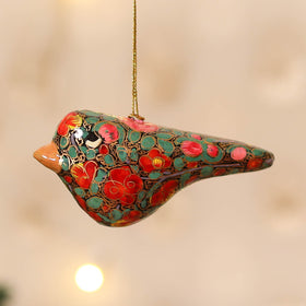 Kashmiri Handpainted Paper Mache Bird Hanging for Home Decor 48