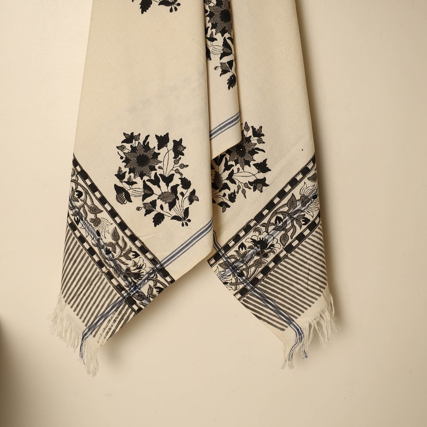 Beige - Block Printed Handloom Cotton Sanganeri Towel 18