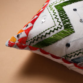 Floral Hand Embroidered Cushion Cover (16 x 16 in) 18