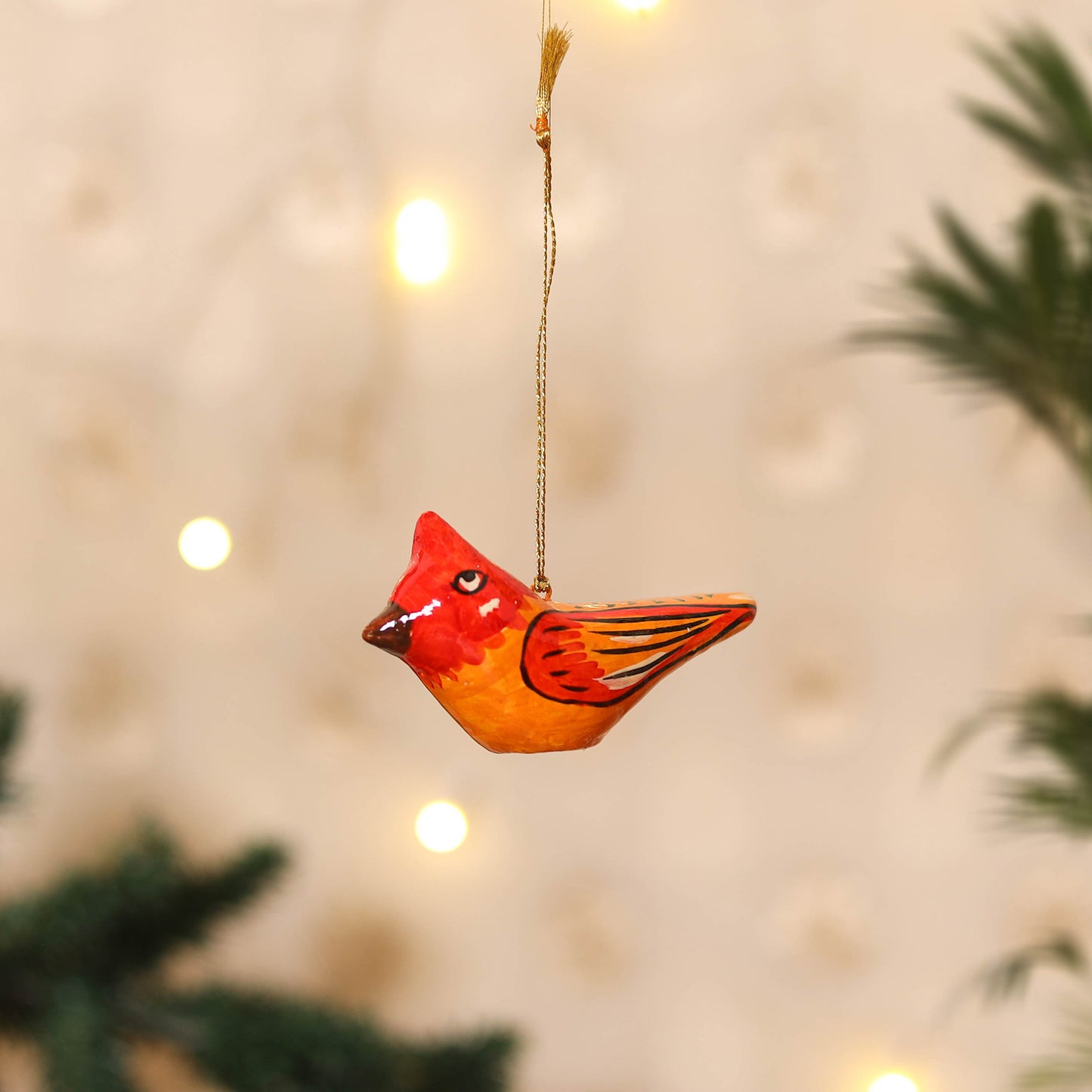 Kashmiri Handpainted Paper Mache Bird Hanging for Home Decor 33