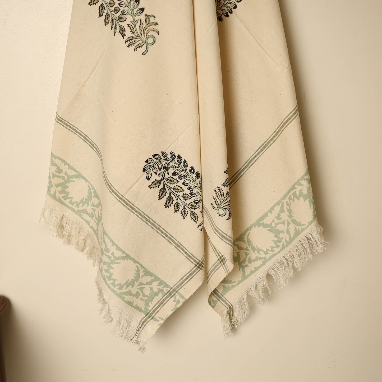 Beige - Block Printed Handloom Cotton Sanganeri Towel 20