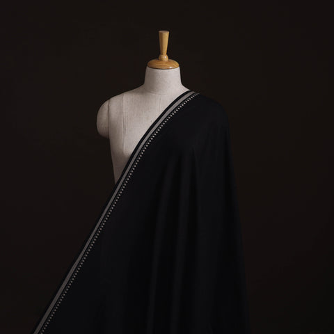 Black - Prewashed Cotton Plain Fabric with Mangalgiri Border 24