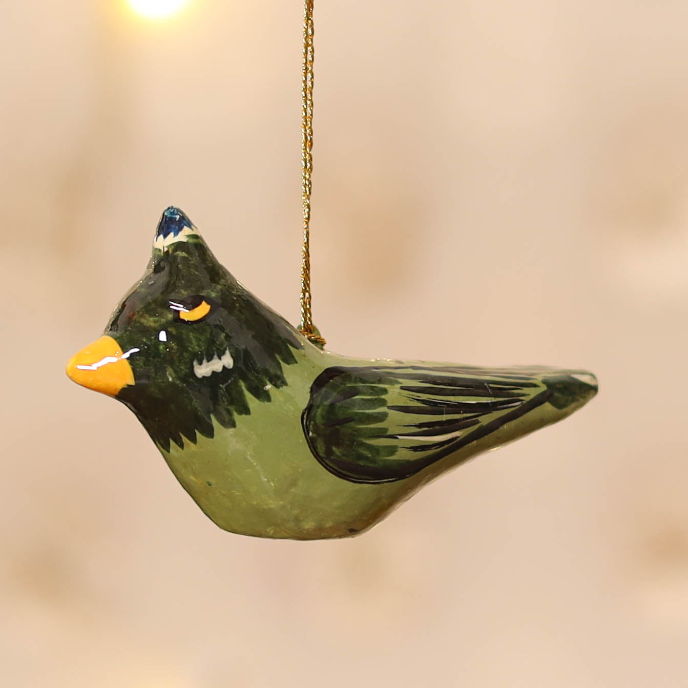 Kashmiri Handpainted Paper Mache Bird Hanging for Home Decor 32