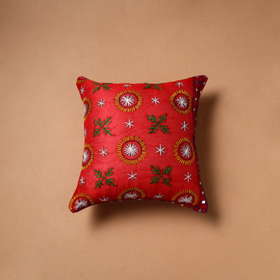 Floral Hand Embroidered Cushion Cover (16 x 16 in) 01