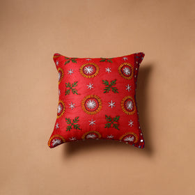 Floral Hand Embroidered Cushion Cover (16 x 16 in) 01