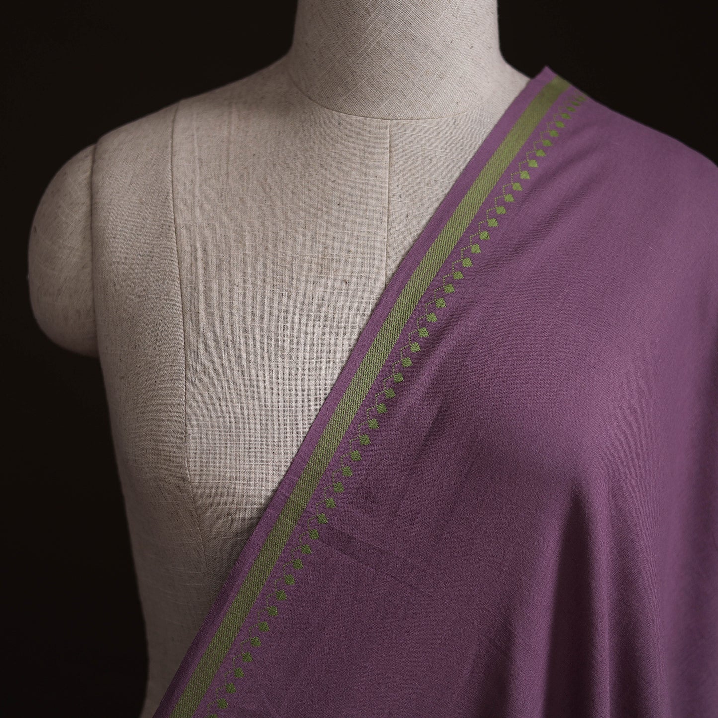 Purple - Prewashed Cotton Plain Fabric with Mangalgiri Border 25