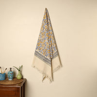 Beige - Block Printed Handloom Cotton Sanganeri Towel 22