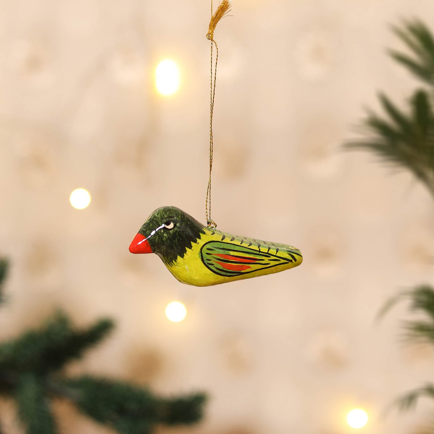 Kashmiri Handpainted Paper Mache Bird Hanging for Home Decor 30