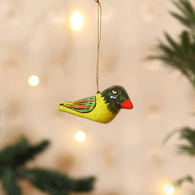 Kashmiri Handpainted Paper Mache Bird Hanging for Home Decor 30