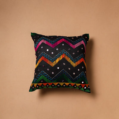 Floral Hand Embroidered Cushion Cover (16 x 16 in) 06