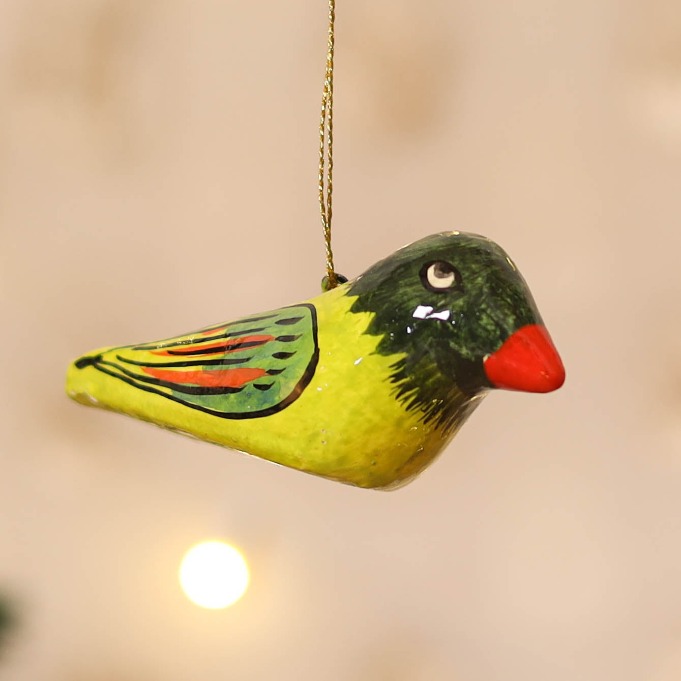 Kashmiri Handpainted Paper Mache Bird Hanging for Home Decor 30