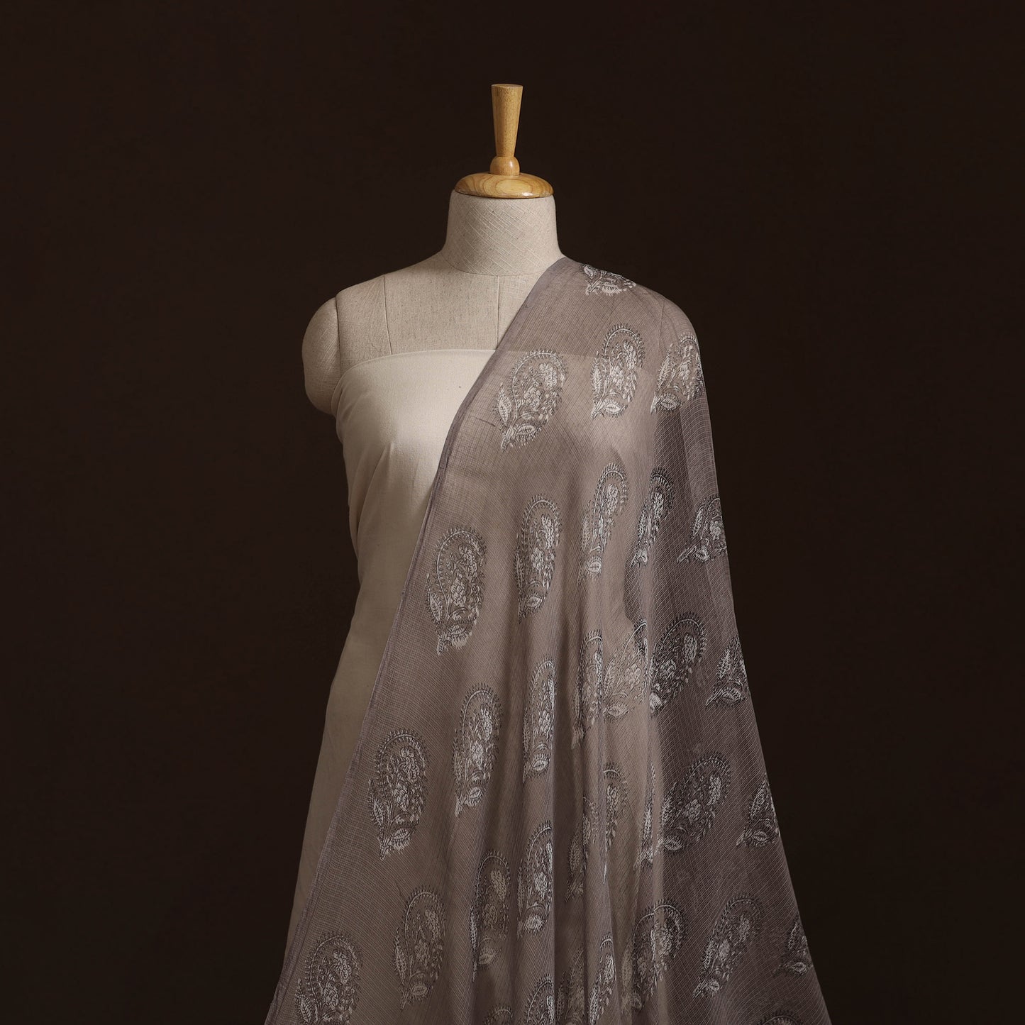 Bagru Dabu Hand Block Print Natural Dyed Kota Doria Cotton Fabric 08