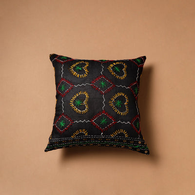 Floral Hand Embroidered Cushion Cover (16 x 16 in) 14