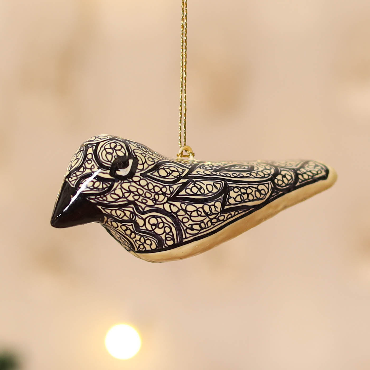 Kashmiri Handpainted Paper Mache Bird Hanging for Home Decor 29