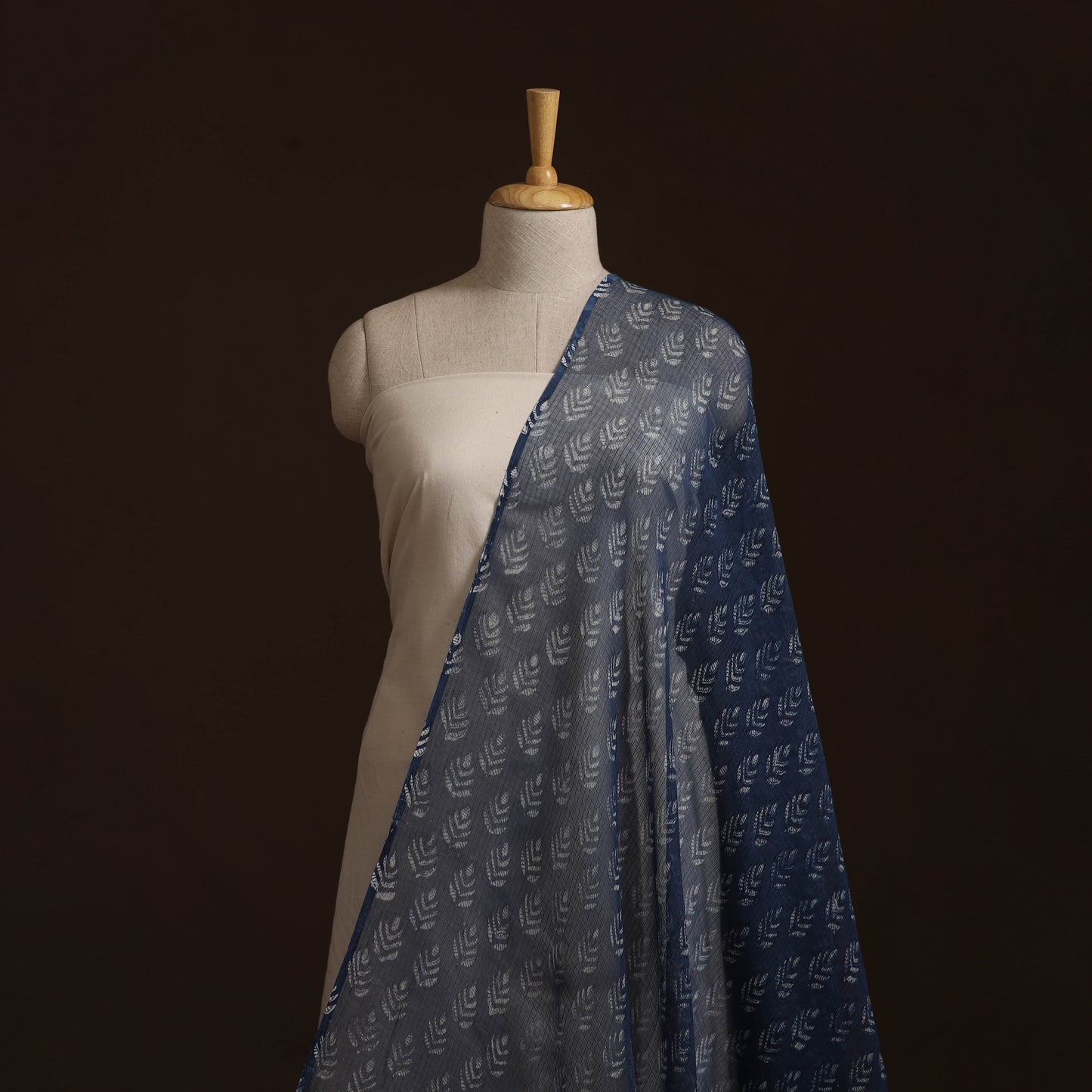 Bagru Dabu Hand Block Print Natural Dyed Kota Doria Cotton Fabric 15