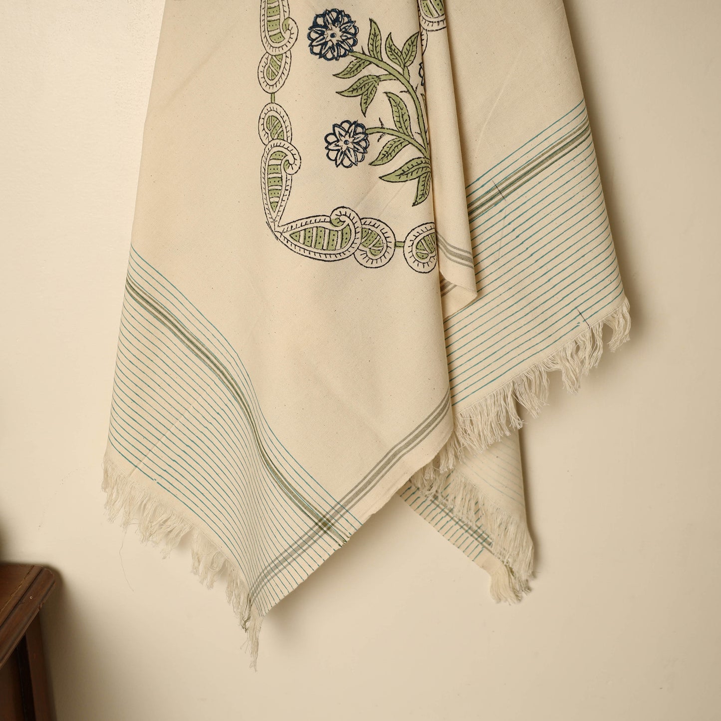 Beige - Block Printed Handloom Cotton Sanganeri Towel 26