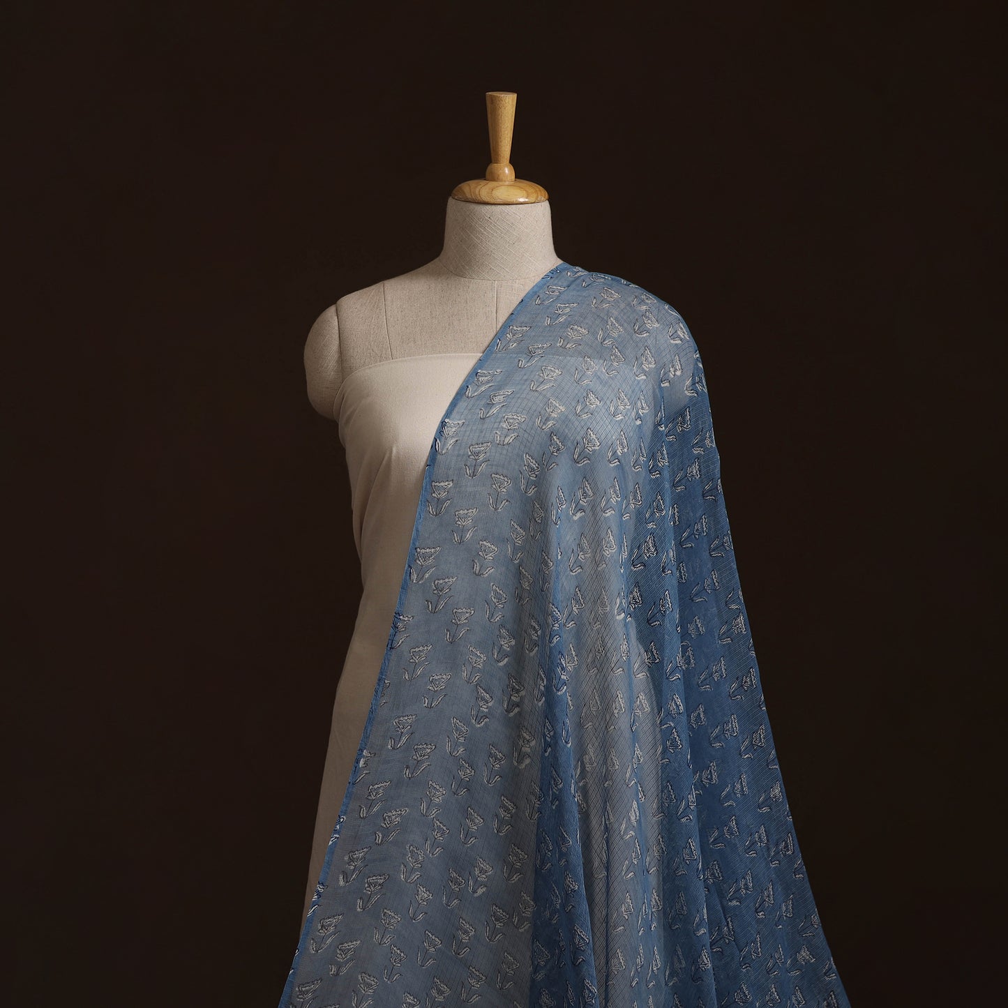 Bagru Dabu Hand Block Print Natural Dyed Kota Doria Cotton Fabric 18